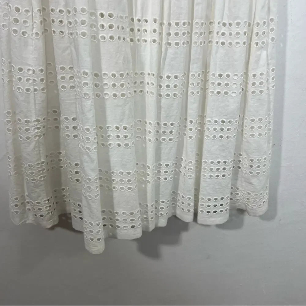 J. Crew White Eyelet Spaghetti Strap Classic Dress Size 6 NWT
